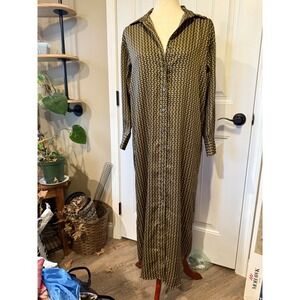 BANANA REPUBLIC PETITE XS Geometric Print Button Front Maxi Shirt Dress